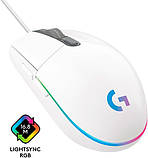 Комп'ютерна миша Logitech G102 LIGHTSYNC, USB, оптична, 8000 dpi, RGB-підсвічування, 6 програмованих механічних кнопок, White, фото 5