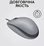 Комп'ютерна миша Logitech M110 Silent, Mid Grey, USB, оптична, 1000 dpi, 3 кнопки, 1.8 м, фото 6