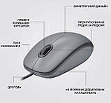 Комп'ютерна миша Logitech M110 Silent, Mid Grey, USB, оптична, 1000 dpi, 3 кнопки, 1.8 м, фото 7