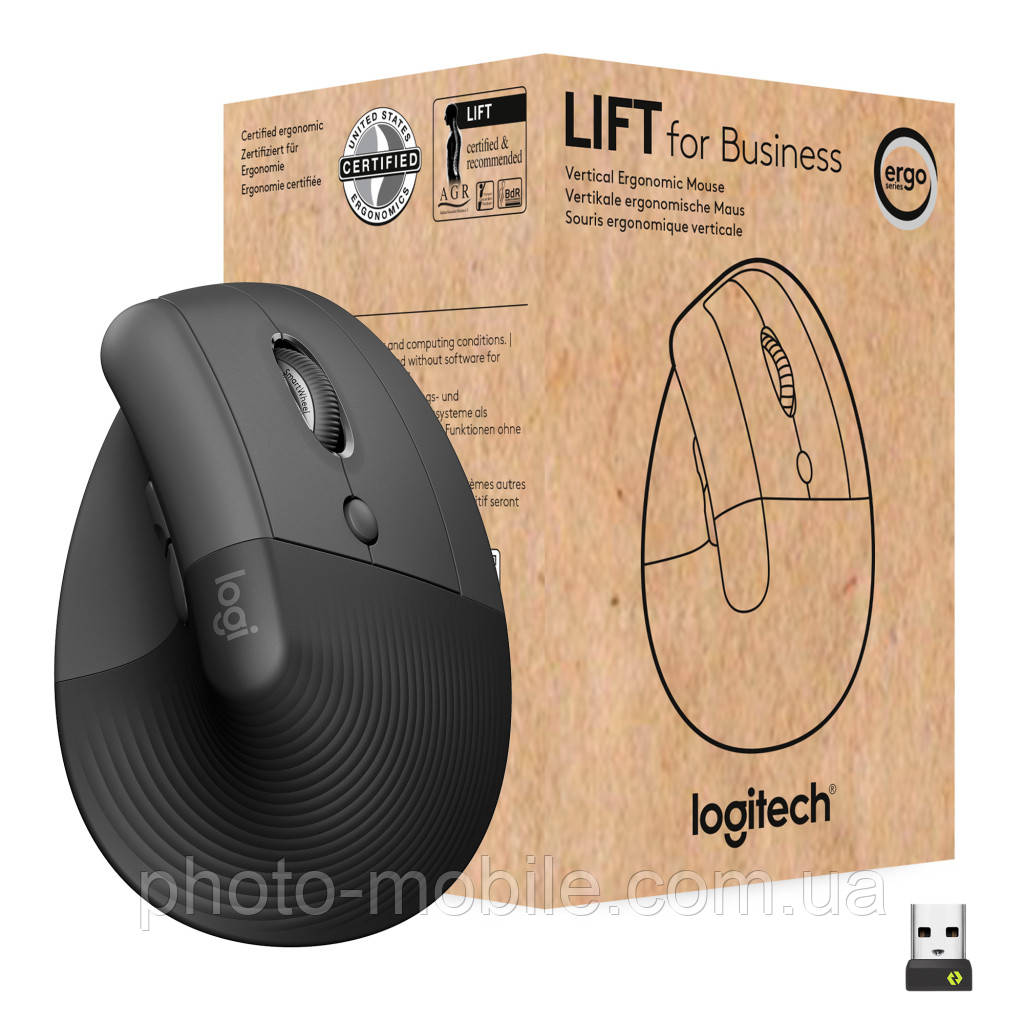 Комп'ютерна миша Logitech Lift Vertical Ergonomic Wireless/Bluetooth for Business Graphite