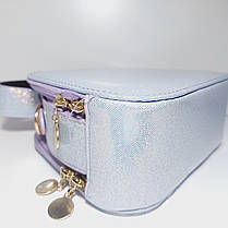 Дитяча лакова сумочка з плаваючіми блискавками для дівчинки довга регульована ручка 551, фото 4