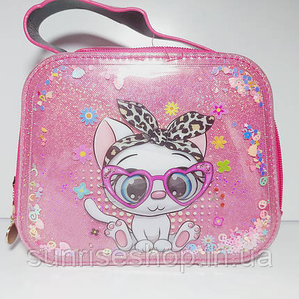 Дитяча лакова сумочка з плаваючіми блискавками для дівчинки довга регульована ручка 551, фото 1