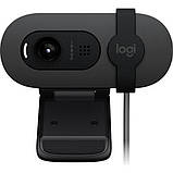 Веб-камера Logitech Brio 105 Business, 1920x1080 / 30 fps, фіксований фокус, мікрофон, кут огляду 58°, RightLight 2, USB, 1 м, фото 3