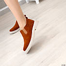 Жіночі замшеві туфлі рудого кольору з резинками з боків, фото 5