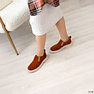 Жіночі замшеві туфлі рудого кольору з резинками з боків, фото 7