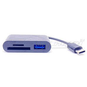 Кабель OTG USB 2.0 Female + micro SD + SD (SDHC) to Type-C, 0.1 м, фото 4