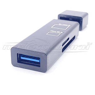 OTG USB 3.0 Female + micro SD + SD (SDHC) to Type-C,метал, фото 3
