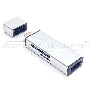 OTG USB 3.0 Female + micro SD + SD (SDHC) to Type-C,метал, фото 1