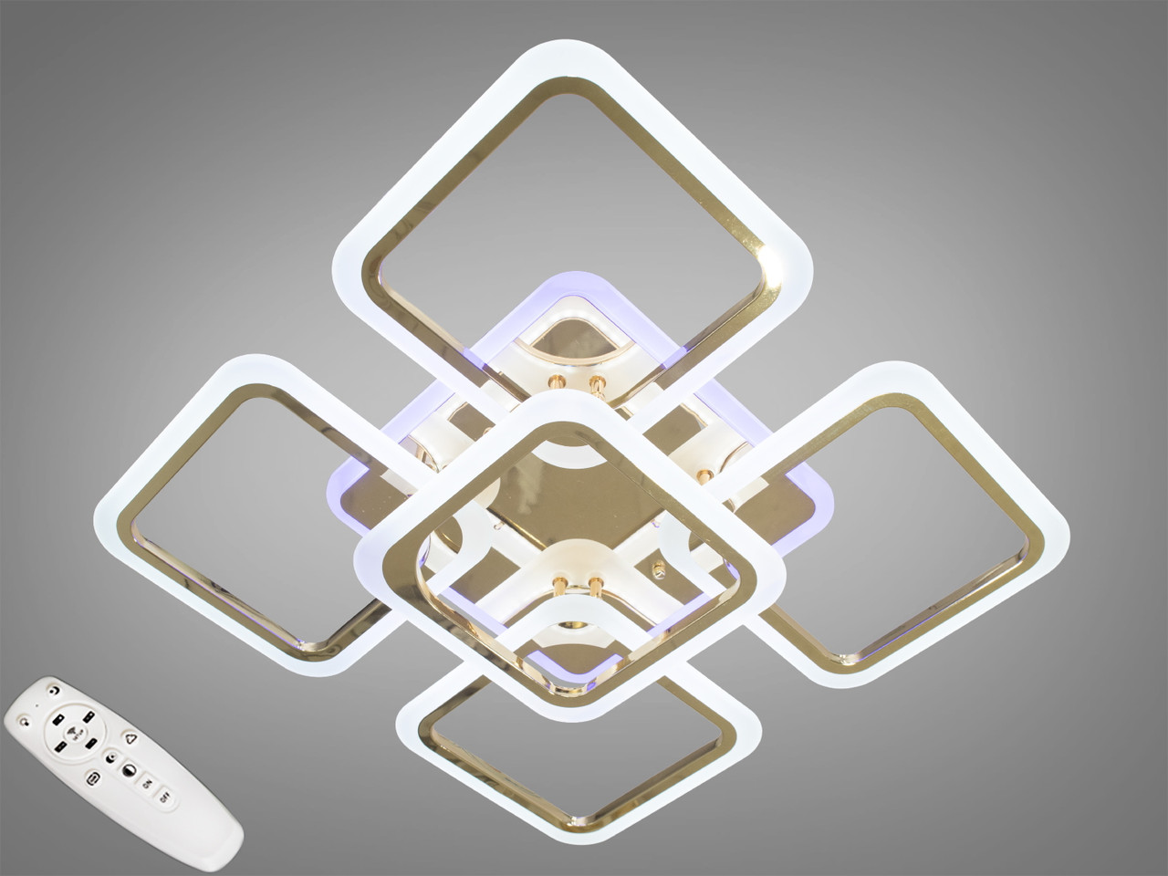 Світлодіодна люстра смарт світильник з пультом, золотистого кольору, 120W, фото 1