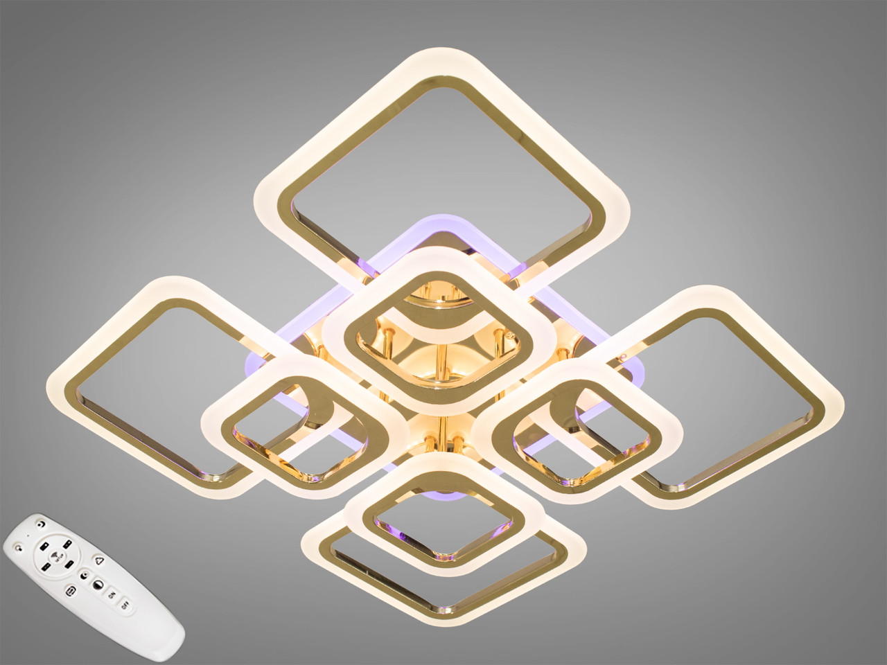Світлодіодна люстра смарт світильник з пультом, 145W, золотиста люстра, фото 1