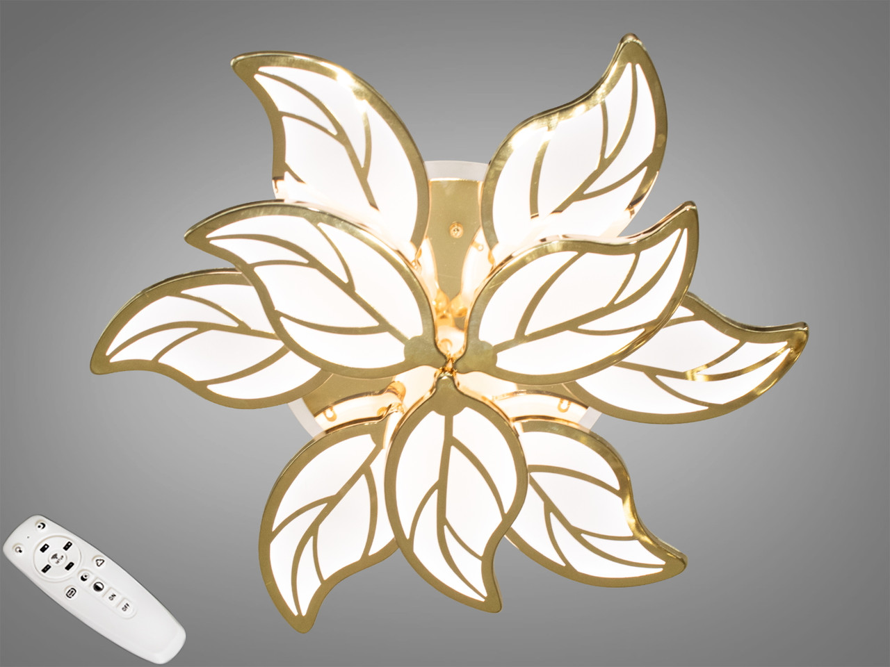 Світлодіодна пристельова люстра з регулюванням яскравості, 140W, золото, фото 1