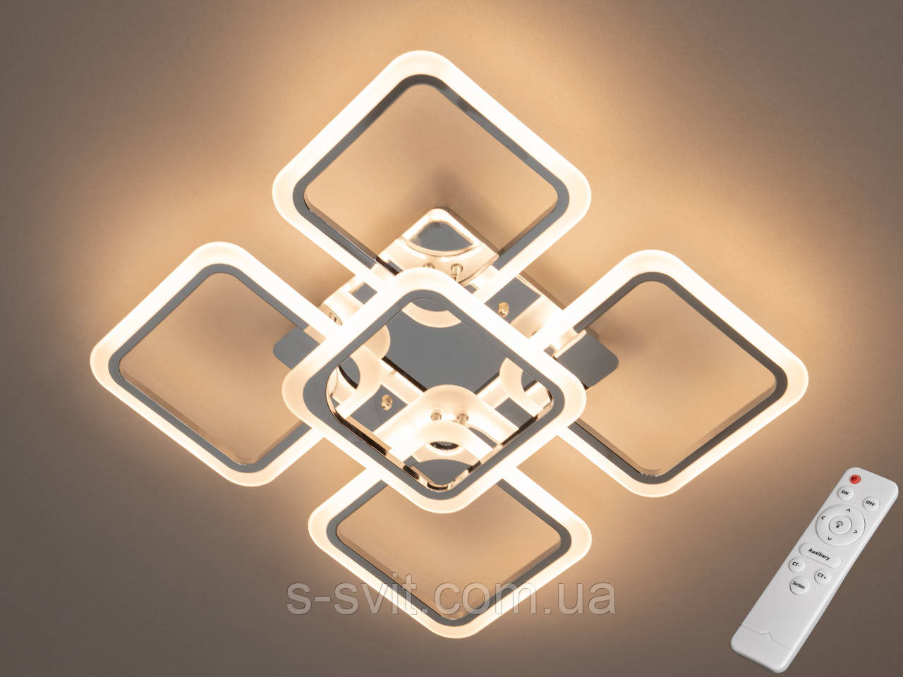 Світлодіодна люстра з пультом, 90W, хром, фото 1