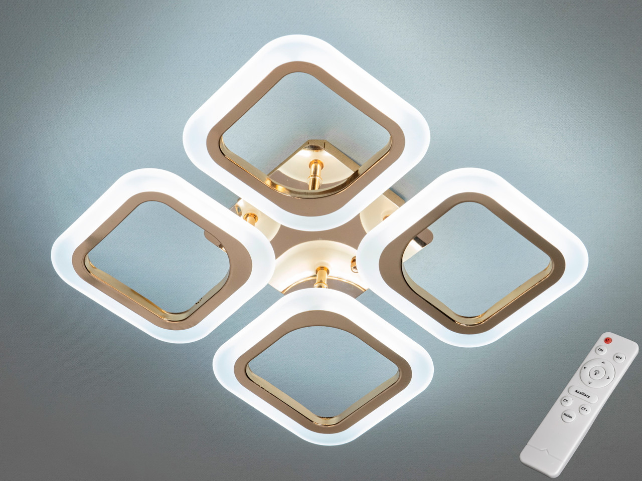 Світлодіодна люстра з регулюванням яскравості, 40W, золотиста, фото 1