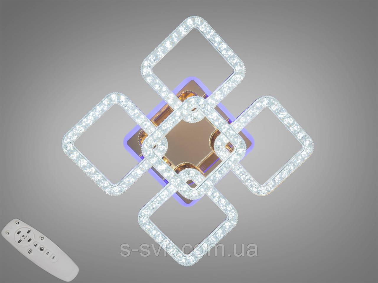 Стельова світлодіодна люстра з пультом, підсвіткою, 80W, золото, фото 1