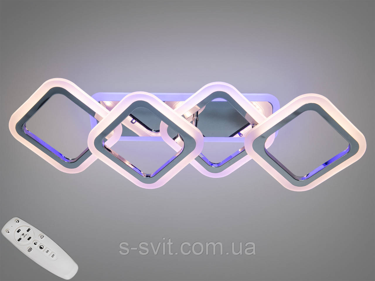 Світлодіодна люстра смарт світильник з пультом та підсвіткою, 60Вт, хром, фото 1