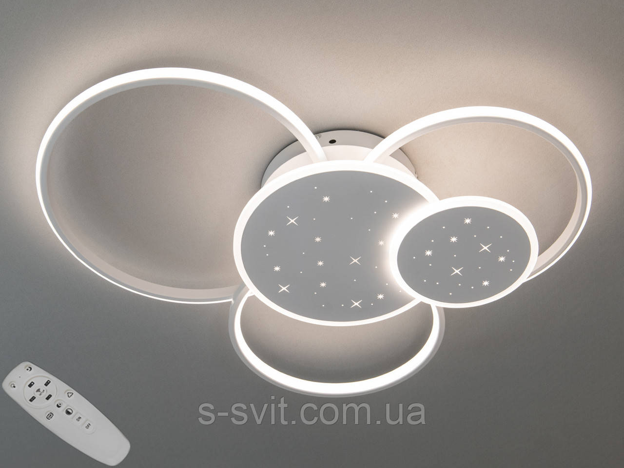 Світлодіодна люстра кільця з пультом, 100Вт, біла, фото 1
