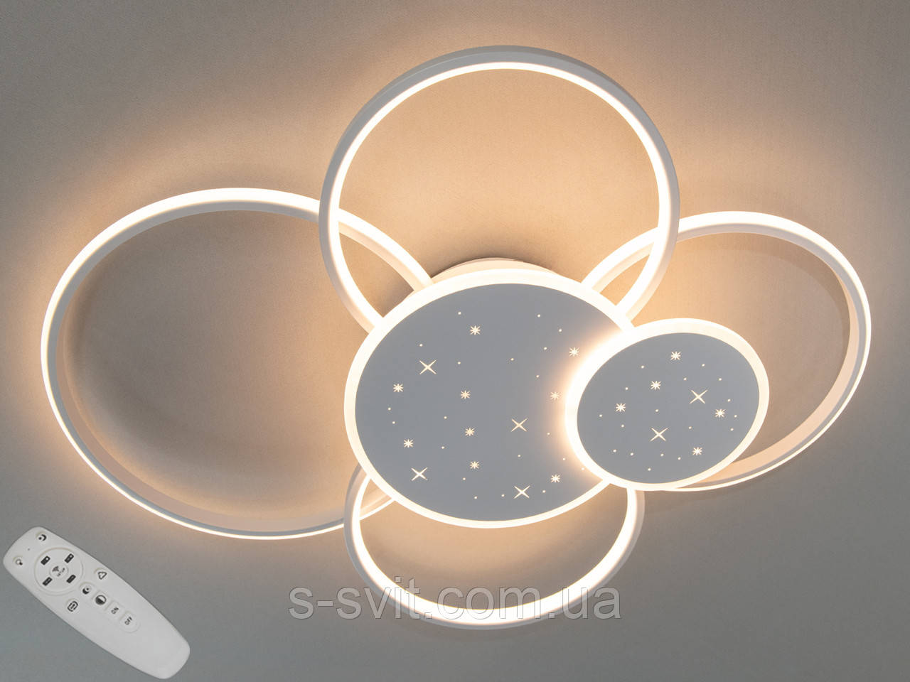 Світлодіодна люстра з пультом, 115Вт, біла, фото 1