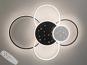 Світлодіодна люстра з пультом, 115Вт, білий+чорний