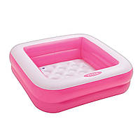 Дитячий надувний басейн для діток з надувною підлогою на 86 х 86 х 25 см на 2 кільця та 57 л Intex 57100