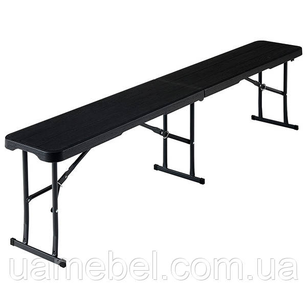 Лавочка складна Jilly пластик під дерево чорний