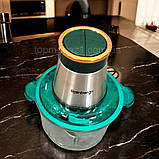 Блендер подрібнювач 2 л Rainberg 1300 Вт зі скляною чашею електричний на 2 швидкості, фото 4