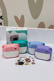 Дитячий фотоапарат принтер з вушками 66631, рожевий