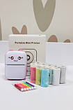 Портативний дитячий міні-принтер з набором паперу Котик 5780, рожевий, фото 4