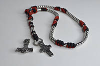 Вервиці з рунами, гербом України, хрестом і Молотом Тора ручне лиття