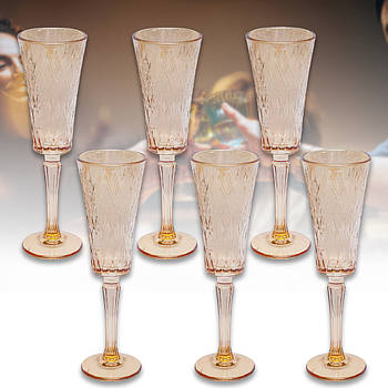 Келих для шампанського 200 мл із кольорового скла 6 шт. із золотим відтінком T0704J в упаковці 6 шт