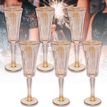 Келих 200 мл з кольорового скла 6 шт. для шампанського із золотим відтінком T0701J в упаковці 6 шт