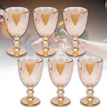 Келих 15 см на 200 мл з кольорового скла 6 шт. із золотим відтінком T0201J в 1 упаковці 6 шт