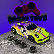 Машинка для дрифту Porsche POWER Neon на радіокеруванні Жовта | Дрифт машинка на пульті управління Машинка на радіоуправлінні, фото 5