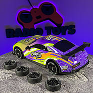 Машинка для дрифту Porsche POWER Neon на радіокеруванні Жовта | Дрифт машинка на пульті управління Машинка на радіоуправлінні, фото 6