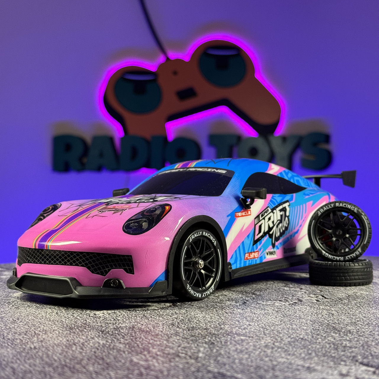 Машинка для дрифту Porsche POWER Neon на радіокеруванні Рожева | Дрифт машинка на пульті управління Машинка на радіоуправлінні, фото 1