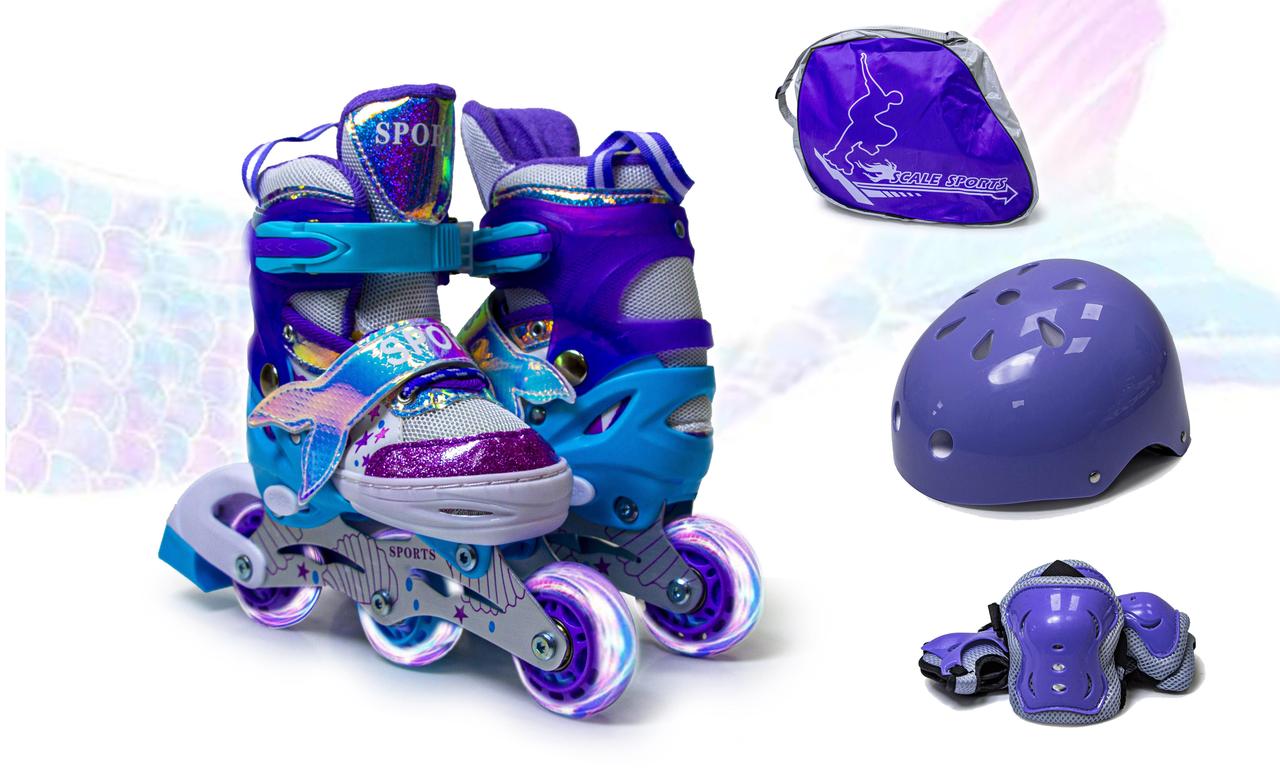 Комплект Роликиов Scale Sports РУСАЛКА Фиолетовые Раздвижные С Защитой