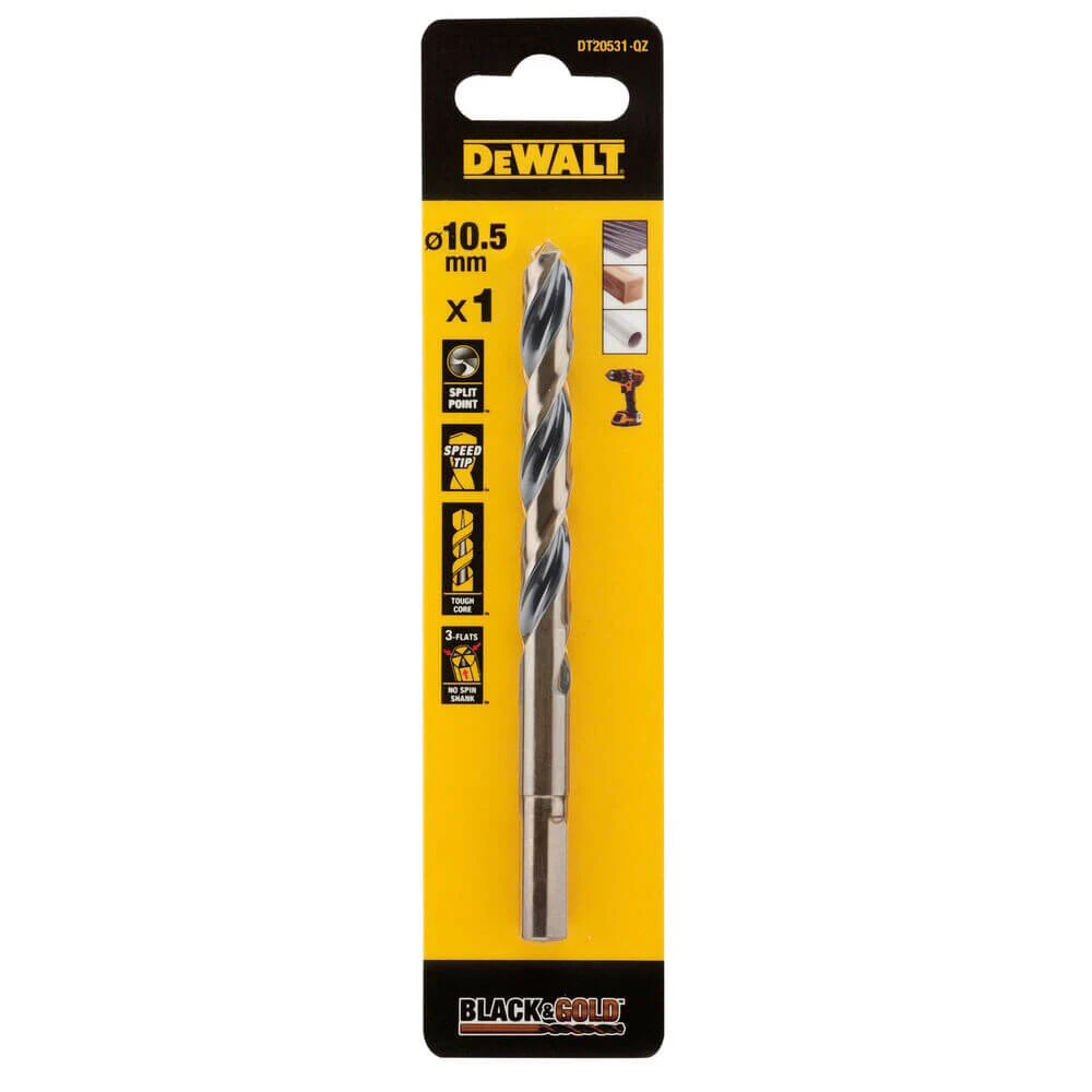 Свердло по металу DeWALT Black & Gold 10.5x87x133мм HSS-G (DT20531)