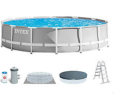 Каркасний басейн Intex 26720, 12706 л р.427х107 см (фільтр-насос, сходи, тент, підстилка)
