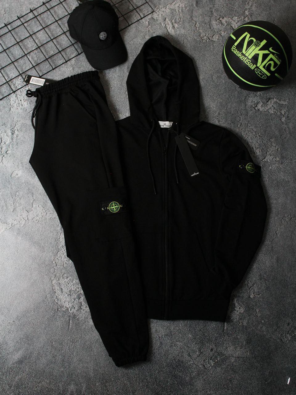 Stone Island спортивний костюм чоловічий демісезонний осінній весняний стон айленд чорний