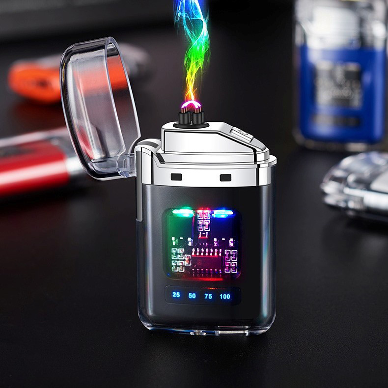 USB-запальничка електронна електроімпульсна FOGSON XH206 чорна прозора (GS-177255)