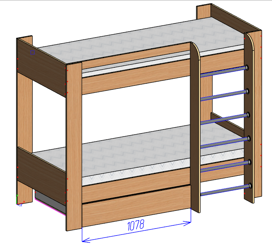 Ліжко горище двох'ярусна Design Service DS-045