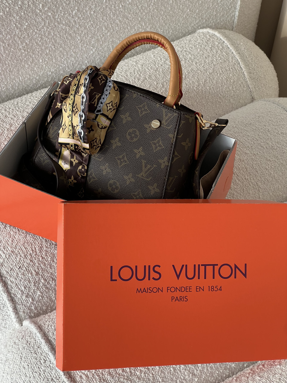 Сумка Louis Vuitton Braided Handle Montaigne Handbag Monogram mini коричневый клатч Луи Виттон