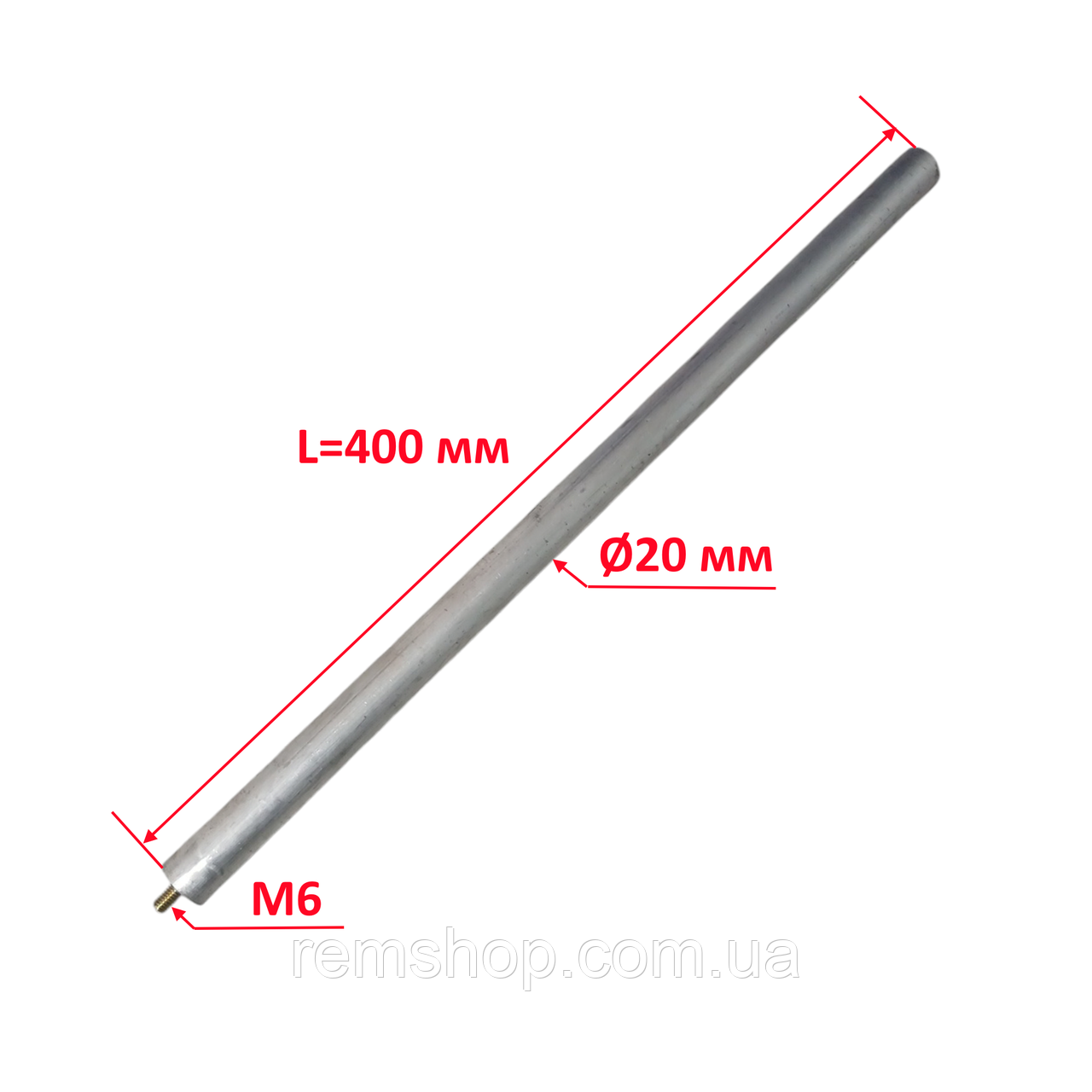 Магнієвий анод для бойлера - різьба M6, Ø20 довжина 400 мм (Kawai)