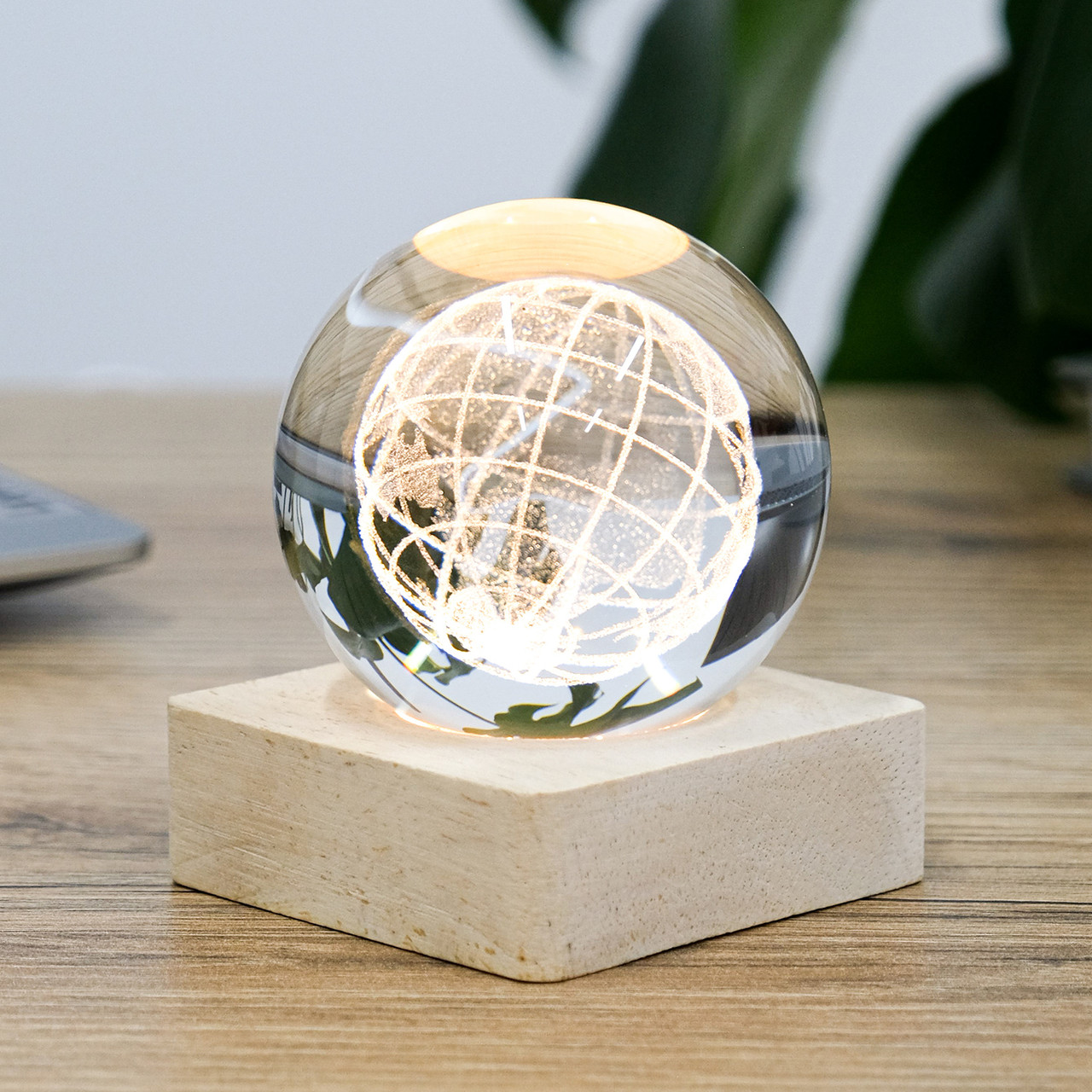 3D Лазерний Глобус з LED підсвічуванням на дерев'яній підставці USB 7.5*6.5 см Гранд Презент MH-Q0198-1-6D, фото 1