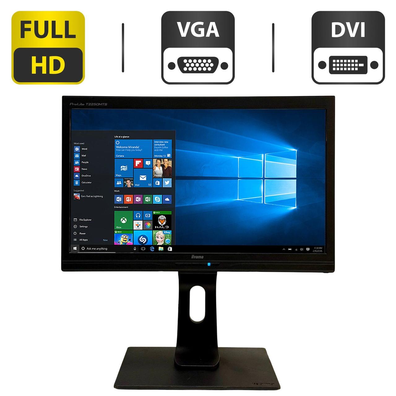 Монітор Iiyama ProLite T2250MTS / 22" (1920x1080) TN Touch / USB, VGA, DVI / Вбудовані колонки 2x 1W / VESA 100x100 + Кабель