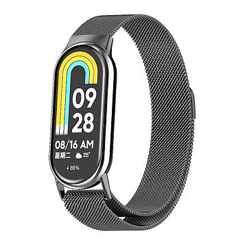 Ремінець для фітнес браслета Xiaomi Mi Band 8 і 9 міланська петля сірий