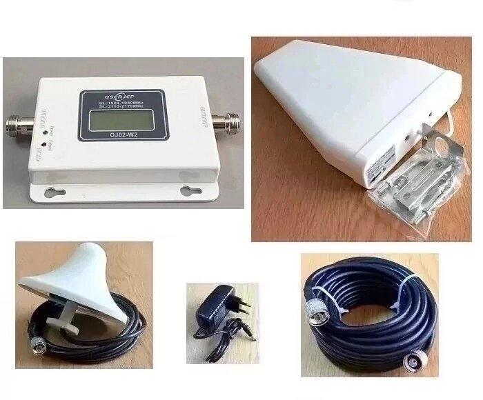 Підсилювач 3G/4G LTE мобільного сигналу KW-2115-W 2100 MГц із зовнішньою логоперіодичною антеною, 200 кв. м.