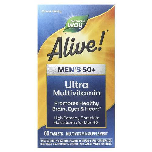 Вітаміни для чоловіків 50+, Nature's Way Alive! Men's 50+ Ultra Potency Complete Multivitamin 60 таблеток