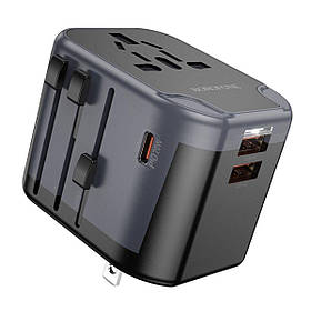Мережевий зарядний пристрій BOROFONE BAC13 Leader 3-port PD20W(1C2A) universal conversion charger Black yL.