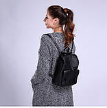 Рюкзак жіночий з клапаном і кишенею (чорний), фото 5