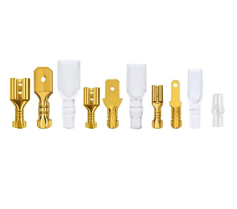 Клеми плоскі обжимні набір 3 вида 90 шт, для з'єднання проводів, з ізоляцією, жовті